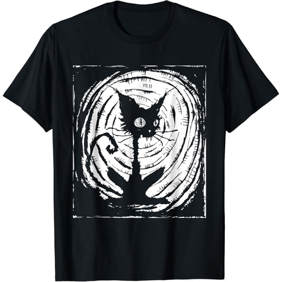 Velto Black Cat Lazy Costume Scary Creepy T-Shirt All Size S-5XL