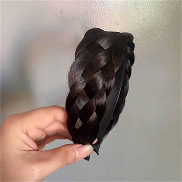 Fiudx Diadema para Peluca, Elegante Diseño de Trenza de Cinco Hebras, Ajuste Cómodo y Flexible, Mezcla de Colores de Cabello Natural, Ideal para Ir a La Escuela, Ir Al Trabajo, Accesorio Elegante par