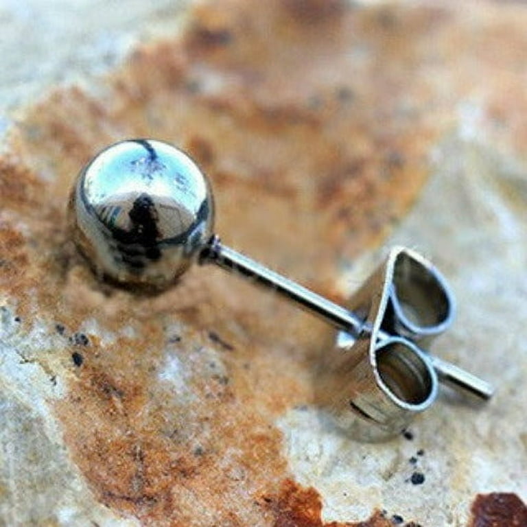 Pair of 316L Stainless Surgical Steel Ball Stud Earrings Walmart
