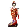 thumbnail image 3 of Muñeca Geisha Japonesa de Kimono de 27 cm, 2 Piezas, Escultura Artesanal de Estilo Nacional Rosa flauta roja, 3 of 9