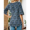 thumbnail image 5 of Blouses for Women Floral Print V Neck Ruffle 3/4 Short Sleeve Shirts Casual Summer Tops for Womens Clothes Casual Loose T Shirts Fashion Out Tee, 5 of 6