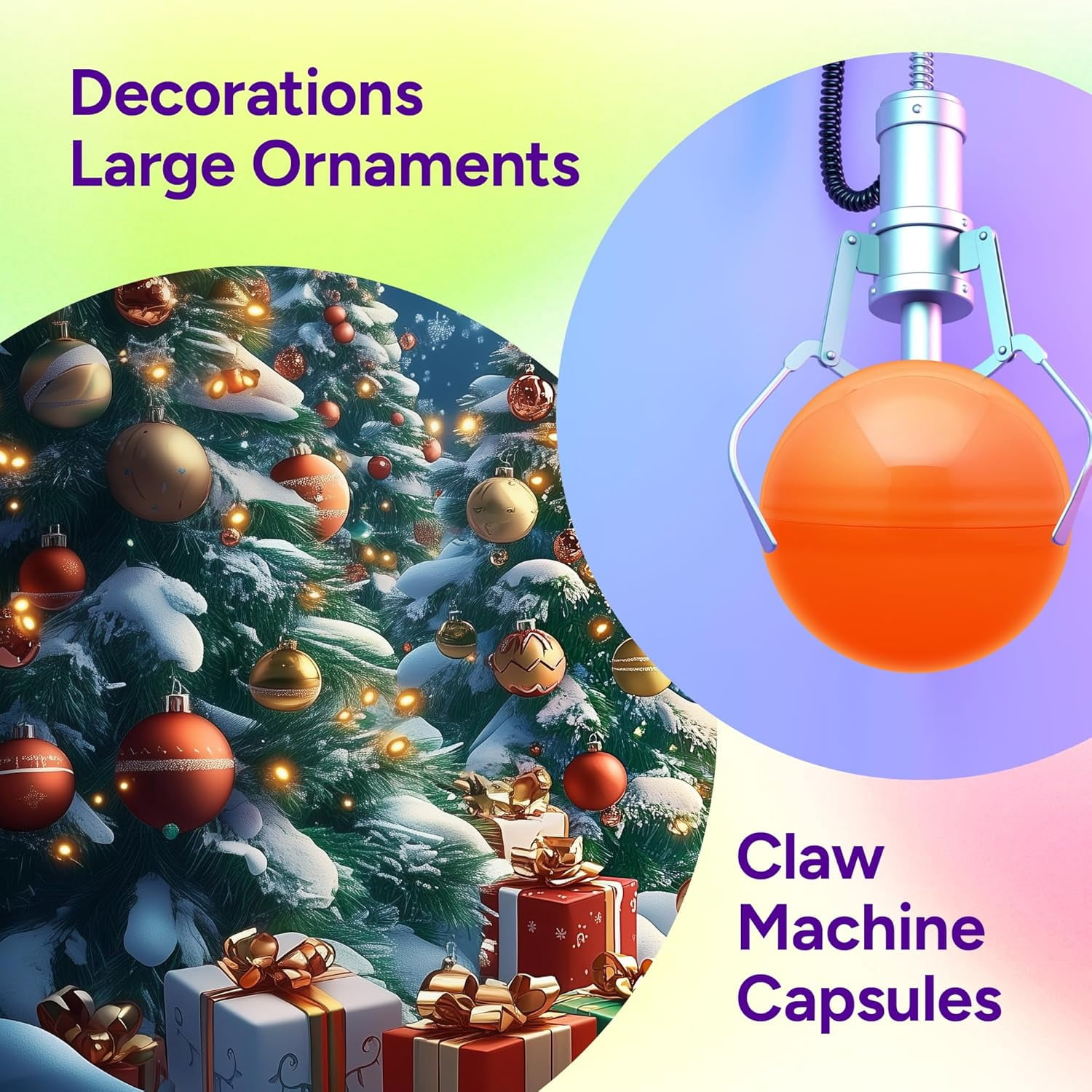Big Claw Machine Capsules Colored Plastic Sphere Large Party Favor Containers Round 7 pcs 7.9 inch - Jumbo Plastic Christmas Ornaments Extra Large Gift Box Empty Craft Party Supplies Vending Capsules