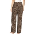 thumbnail image 3 of Xecao Brown Leopard Women's Straight Lounge Pajama Pants: The Epitome of Relaxed Sleepwear, 3 of 9