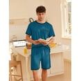 thumbnail image 4 of EKOUAER Men's Pajamas Set Casual Short Sleeve Shirts and Shorts Soft 2 Piece Loungewear With Pockets, 4 of 6