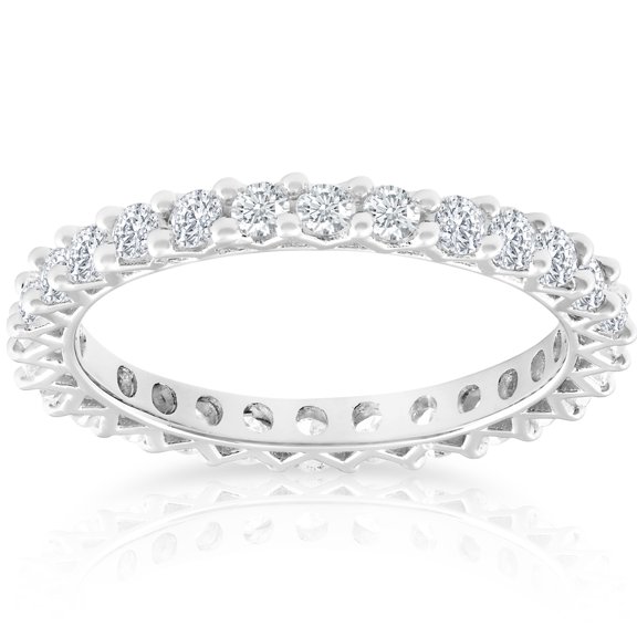 Pompeii 1 Ct TDW Diamond Eternity Wedding Ring 10k White Gold (G/H,I1-I2)