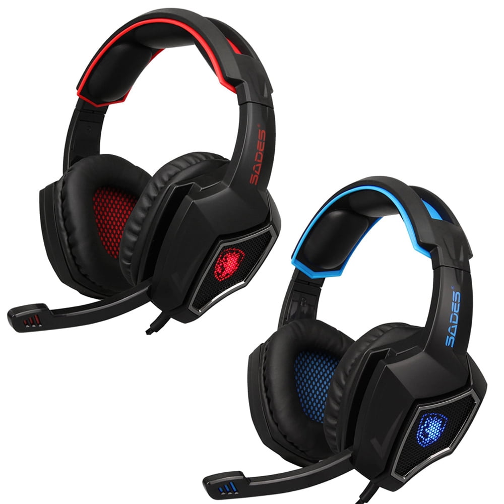 SADES PC LED Stereo Gaming Headsets 3.5mm Wired Earphone Over Ear Headphone Mic