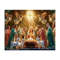 thumbnail image 2 of DAMAI Nativity Christmas Banner 71x43 Inch Holy Family Backdrop with Jesus Angel Lamb and Lights for Religious Holiday Wall Decor Indoor Outdoor Manger Scene Church Photo Background, 2 of 5