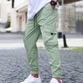 thumbnail image 2 of Plus Size Men's Cargo Pants Casual Loose Fit Nylon Spandex Blend, Trousers Joggers, Elastic Waist Drawstring Straight Leg, Quick Dry Breathable Lightweight, Outdoor Hiking, 2 of 9
