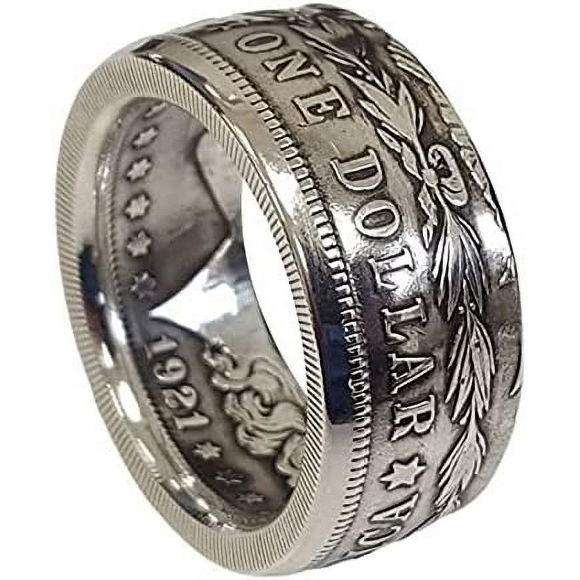 ORUYROP HUYDN88 One Dollar Coin Ring Silver Dollar Coin Ring American Coin Rings for Men and Women Handmade Vintage Punk Personality Coin Rings