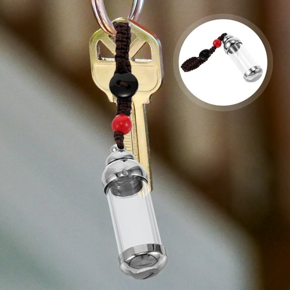 Raindrops Tiny Glass Jars Keychain Decorative Small Bottles for Fetal Hairs Keepsake Pendant with Stainless Steel and Rope Assorted Color