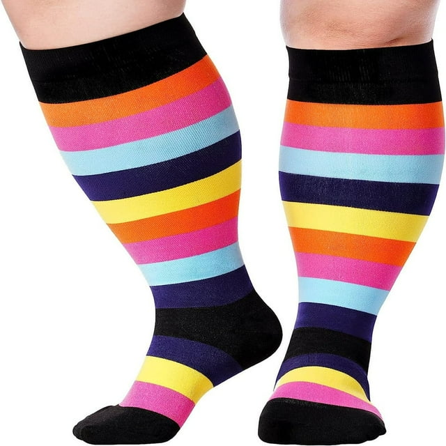 MesaSe Plus Size Compression Socks for Women & Men 20-30 mmhg Wide Calf Knee High Stockings for Circulation Support Recovery