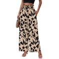 thumbnail image 1 of Women Floral Print Palazzo Pants Summer Bohemian Wide Leg Pants High Waist Casual Lounge Pant Trousers with Pockets Yellow XL, 1 of 5