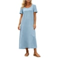 thumbnail image 5 of Horkkom Tshirt Dress Women Summer Short Sleeve Crew Neck Maxi Dresses Vacation Loose Casual Dresses with Pockets L, 5 of 9