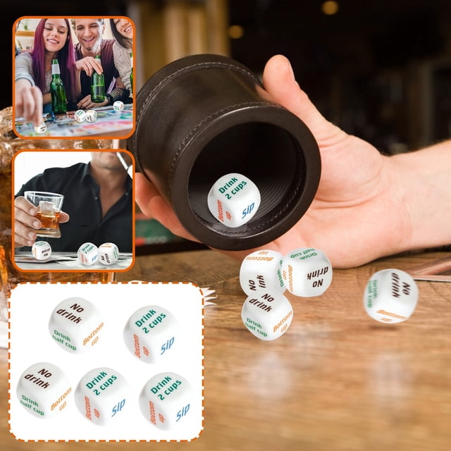 Fufafayo Party Dice Game, Drinking Game Dice for Adults, 20mm Acrylic Dice Set, Wagers Dice for Party Games Dinner Parties, Random Color Dice for Social Gatherings