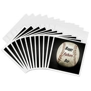 3dRose, Image of Closeup Of Vintage Baseball With Happy Fathers Day, 12 Greeting Cards with envelopes