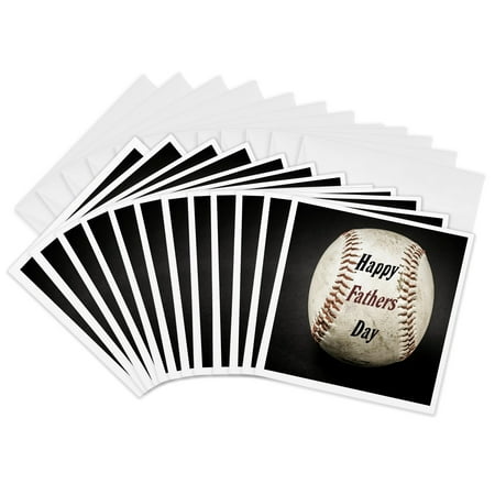 3dRose, Image of Closeup Of Vintage Baseball With Happy Fathers Day, 12 Greeting Cards with envelopes