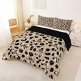 thumbnail image 2 of Manfei Cartoon Cute Bow Full Size Comforter Sets,Brown Leopard Print Bedding Comforter Set,Black Reversible,3pcs,1 Comforter and 2 Pillowcases, 2 of 7