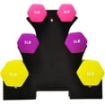 thumbnail image 2 of Open Box BalanceFrom 20 lb Neoprene Coated Iron Dumbbell Hex Weights Set with Stand, Color-Coded, 2 of 11