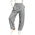 thumbnail image 3 of QATAINLAV Women Quick Dry Barrel Pants Casual Elastic Waisted Wide Leg Sweatpants Baggy Athletic Palazzo Trousers with Pockets Gray XL, 3 of 8