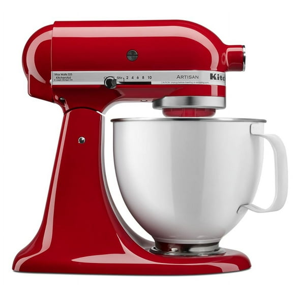 KitchenAid Artisan Series 5-Quart Tilt-Head Stand Mixer with White Colorfast Finish Stainless Steel Bowl, Empire Red, KSM150WPER