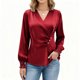 thumbnail image 1 of Ounisa Womens Business Casual Blouses Dressy Work Tops Fall Fashion 2025 V Neck Pleated Long Sleeve Shirts, 1 of 7