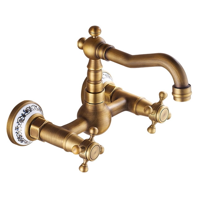 Chic Antique Brass Wall-Mounted Kitchen Tap, Durable Ceramic Cartridge 360 Degree Rotation, Timeless Style for Your Modern Cooking Space
