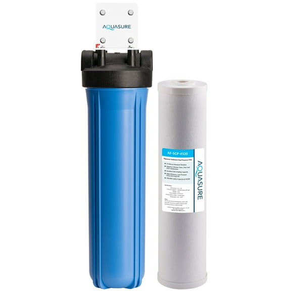 Aquasure Fortitude V Series | 20" High Flow Whole House Sediment And Carbon Dual Purpose Water Filter