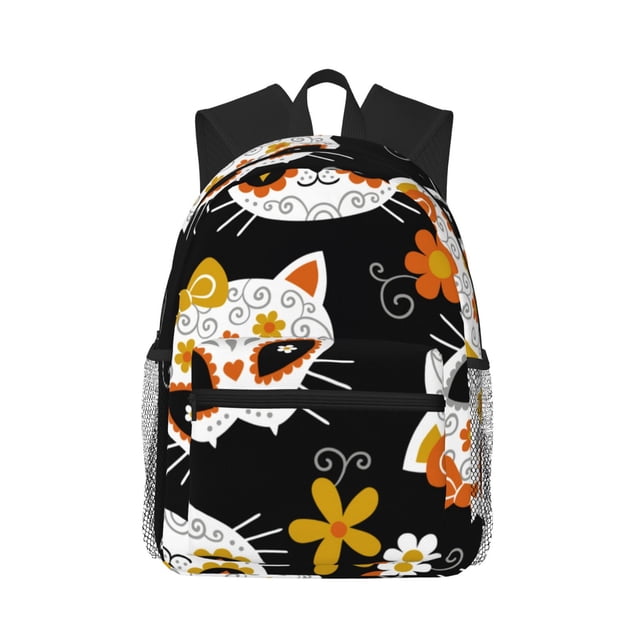 Balery Cat Skulls and Flowers Mochila para Mujeres y Hombres, Mochila Ligera Casual para Viajes, Mochila Clásica Básica para la Universidad