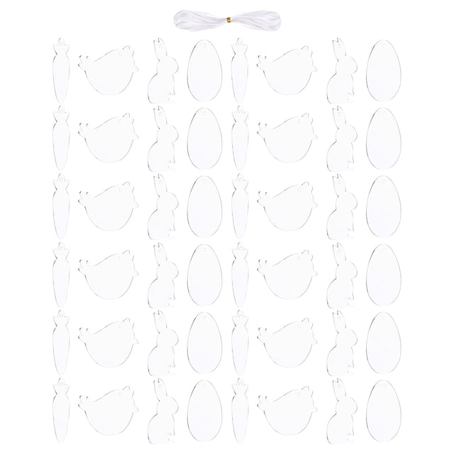 Weiweiguan 36Pcs Easter Themed Blank Board DIY Painting Pendant Kids Drawing Accessory