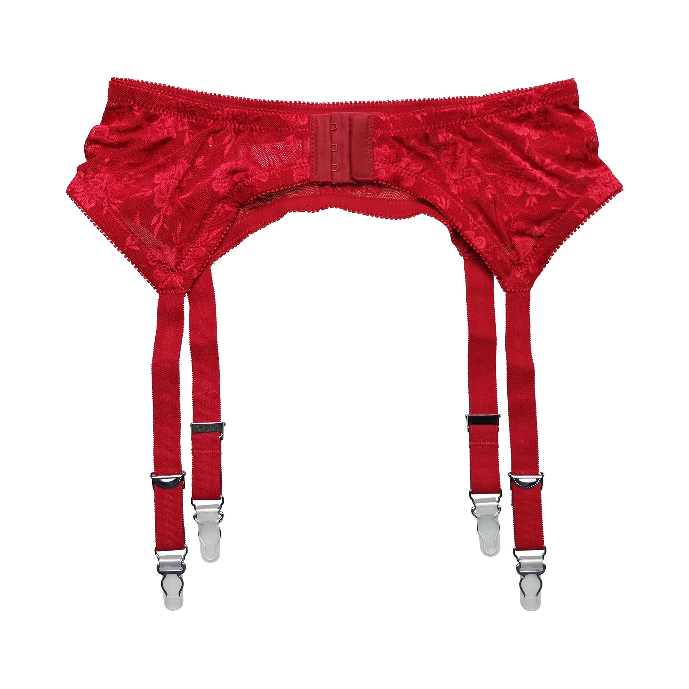 TVRtyle Women's Wine Red Sexy 4 Vintage Metal Clips Garter