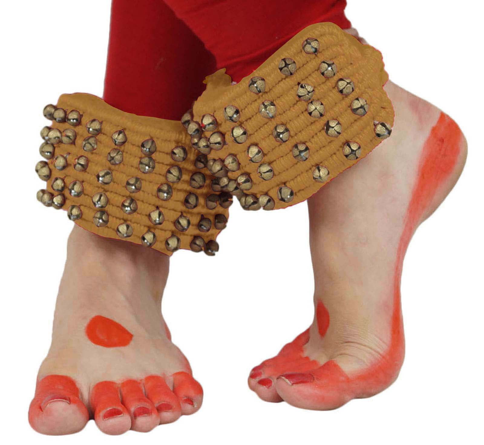 Banithani Indian Traditional 5 Line Classical Kathak 12 No Ghungroo Anklets Dancing Ankel Bracelet Pair Jewelry-Beige