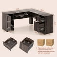 thumbnail image 2 of Gymax 66.5'' L Shaped Home Office Desk Corner Computer Desk Keyboard Tray Dark Brown, 2 of 10