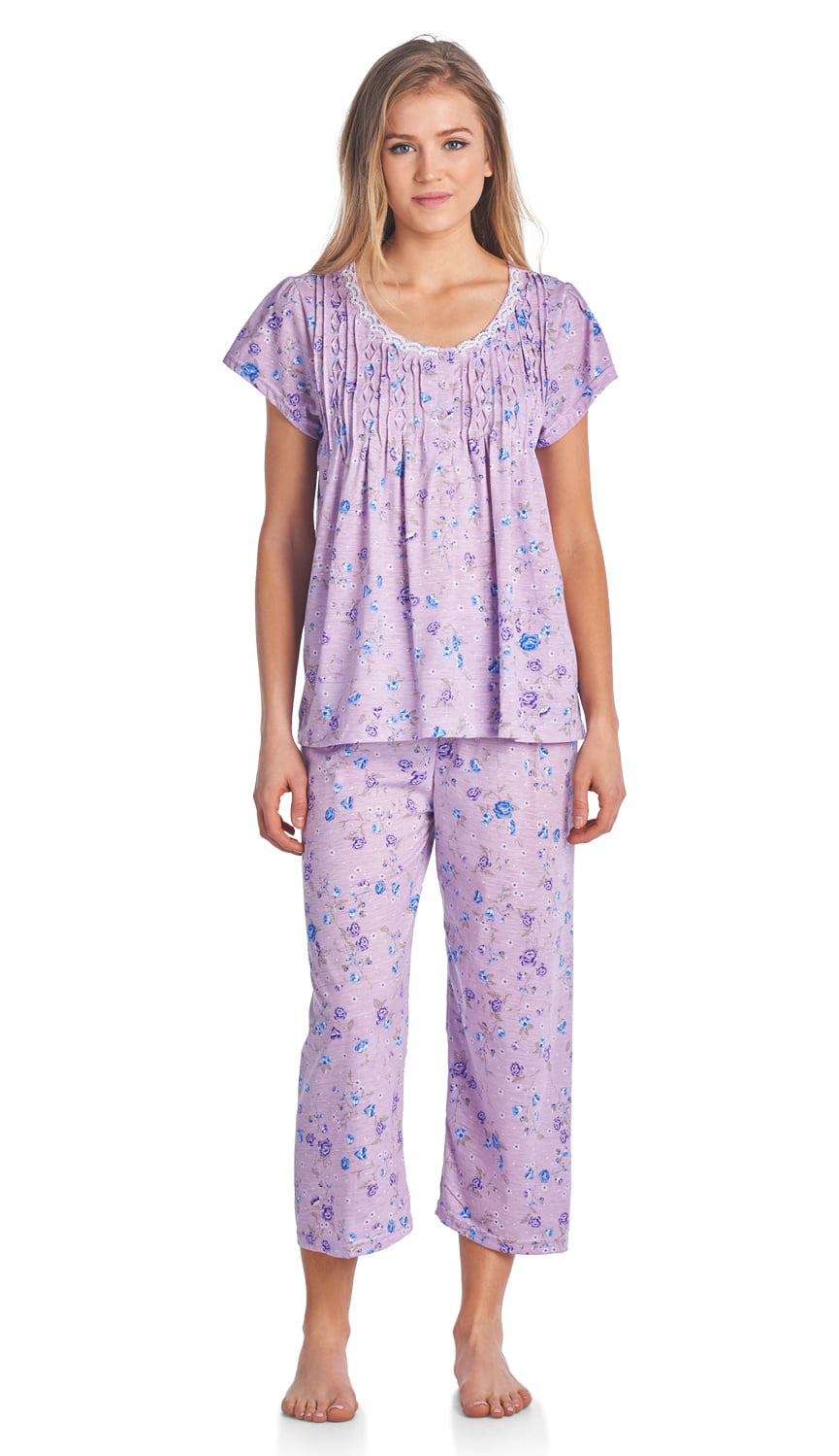 Casual Nights - Casual Nights Women's Short Sleeve Capri Pajama Set ...