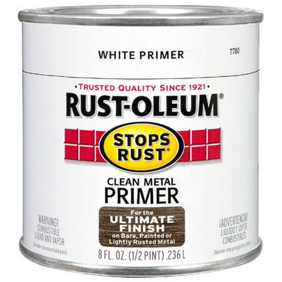 Rust-Oleum Stop Rust Clean Metal Primer - Interior Exterior Protection - 1/2 Pt, White