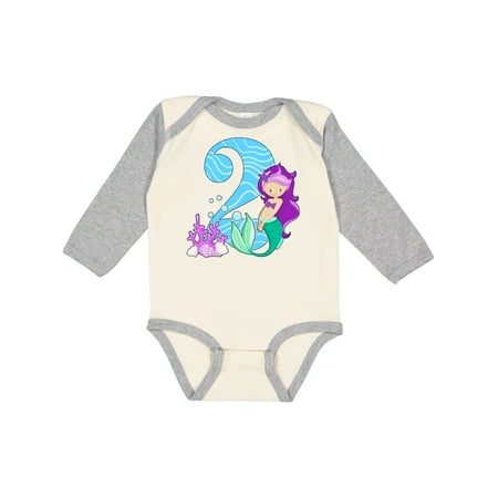 

Inktastic Second Birthday Mermaid Girls Long Sleeve Baby Bodysuit
