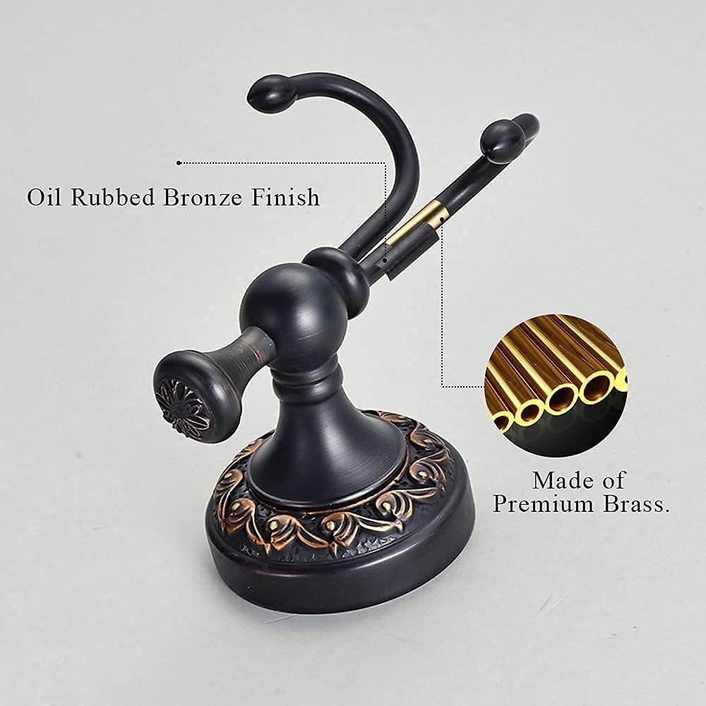 Oil Rubbed Bronze Towel Hooks and Toilet Paper Holder Set Retro Brass Coat Hook Tissue Roll Holder for Bathroom