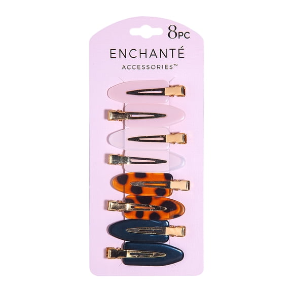 Enchante Accessories Multi‑Color Non‑Slip Creaseless Hair Clips, No‑Dent Styling Clips for Makeup, Heat‑Free Hair Styling & Sectioning, 8 Count