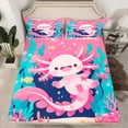 thumbnail image 2 of Manfei Kids Children Cartoon Axolotl Twin Sheet Sets 3pcs,Kawaii Marine Animal Twin Fitted Sheet Microfiber,Cute Salamander Breathable Flat Sheet,Super Cozy Room Decor, 2 of 7