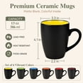 thumbnail image 7 of TINANA 12 oz Ceramic Coffee Mugs Set of 6, Matte Black Coffee Cups with Colorful Interior, Tea Mugs for Home Office, Microwave and Dishwasher Safe, 7 of 7