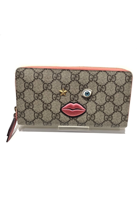 Pre-Owned Gucci GUCCI Long Wallet GG Supreme Leather 431392