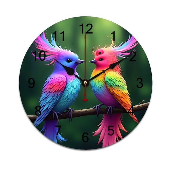 Pink Colorful Birds Flower Bedroom Wall Clock Large Modern Kitchen Dinning Round Living Room Watch Home Decor