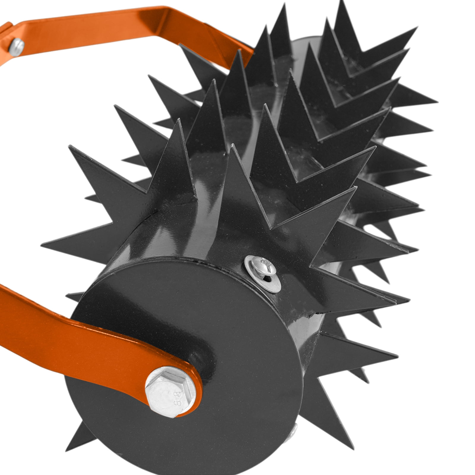 Zimtown 18" Heavy Duty Lawn Aerator, Fillable Drum & Double Spikes, Rubber Handle for Small Yards, Black Orange