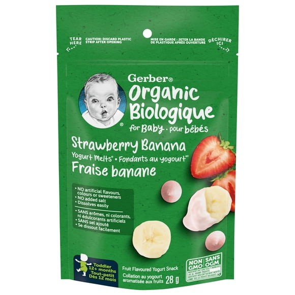 GERBER Organic Yogurt Melts Strawberry Banana Toddler Snack