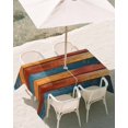 thumbnail image 3 of 60x102 Inch Outdoor Tablecloth with Umbrella Hole Zipper Rectangle Farmhouse Orange Blue Yellow Rectangular Tablecloths Outside Waterproof Vintage Wood Country Patio Table Cover for Picnic Party, 3 of 8