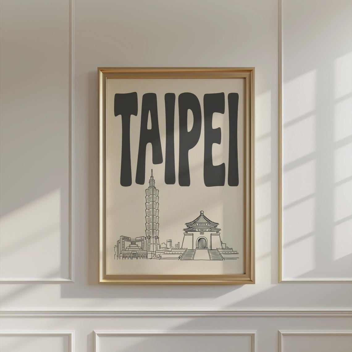 Taipei Taiwan Skyline Travel Poster For Modern City Home Decor