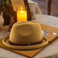thumbnail image 5 of vlrwzc Khaki Classic Bowler Hat, Vintage Round Top Derby Hat for Party and Daily Use, 5 of 7
