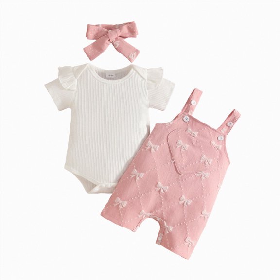 CAUYDY Toddler Girl Outfit Set Infant Girls Short Sleeve Clothes Baby Fall Winter Bodysuit Preemie Romper 0 3 6 9 Months 1T 2T Sizes 3-6 Months,Pink