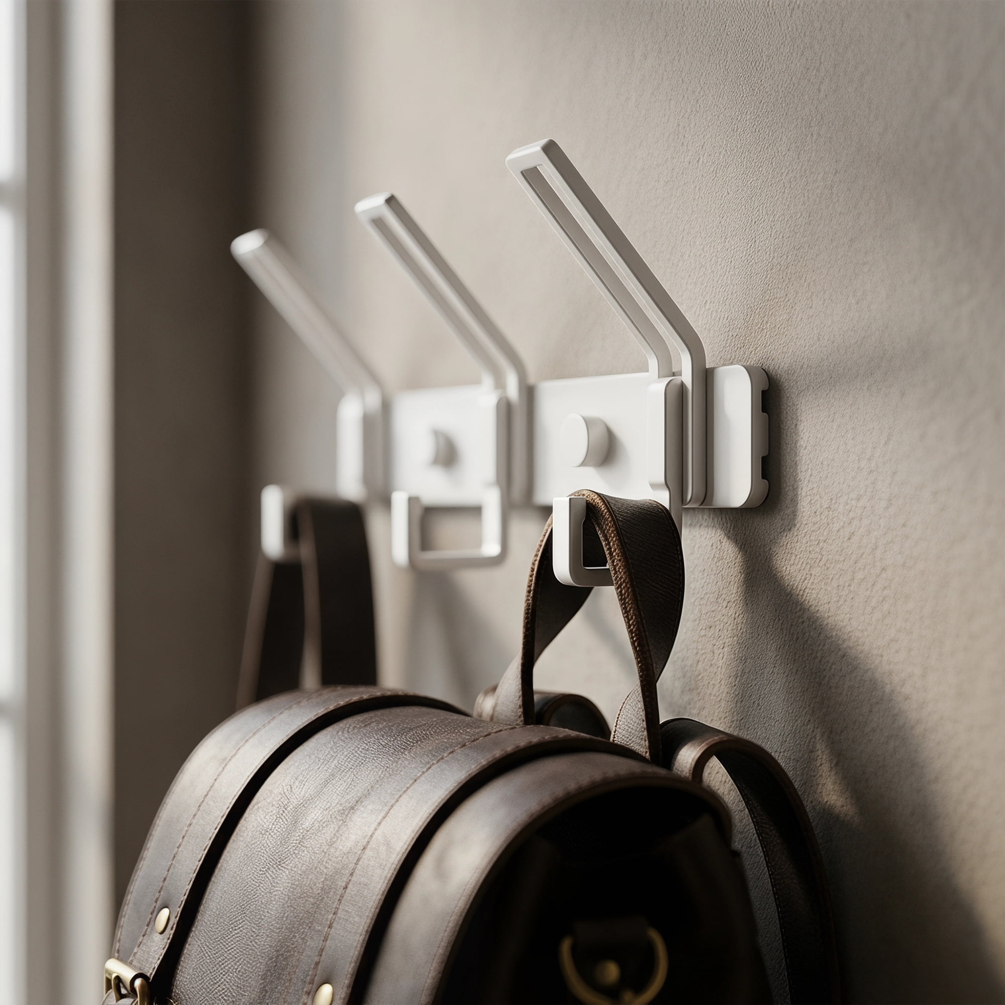 Unique Bargains Wall Mount Coat Rack Hook for Bathroom Organization White 3 Hooks