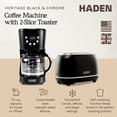 thumbnail image 2 of Haden Coffee Maker & Heritage 2 Slice Wide Toaster, Black & Chrome, 2 of 12
