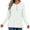 thumbnail image 4 of UAMVSH Womens Henley Sweaters Soft Long Sleeve Knit Pullover Dressy Casual Button Crewneck Jumper Tops Fashion Clothing, 4 of 4
